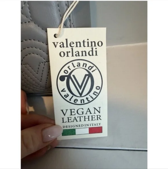 Valentino Orlandi Gray Quilted Satchel with Logo Strap - Picture 8 of 9